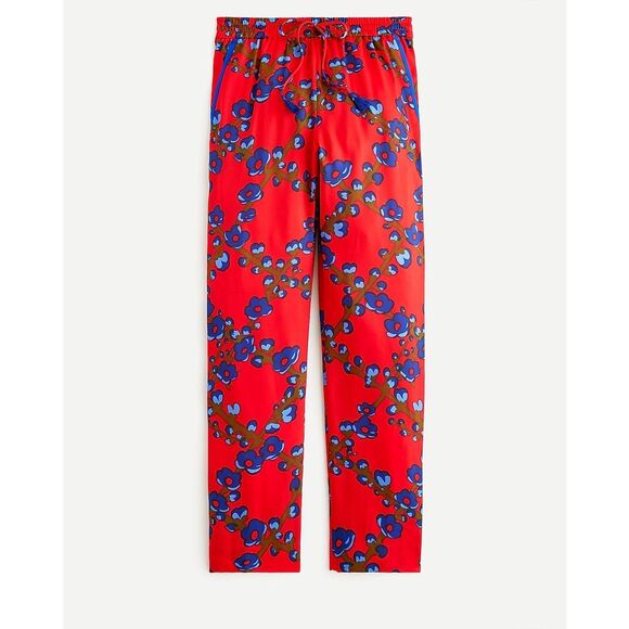 NWT J. Crew Collection SZ 4 Small Drapey Straight Leg Luxury Red Pants Floral - Picture 2 of 9